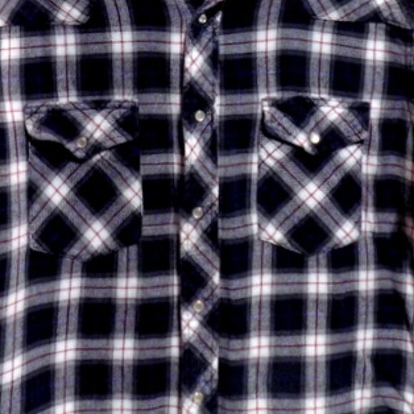Wrangler Men’s Western Black White Plaid Pearl Snap Flannel - Size: Medium - Picture 3 of 10